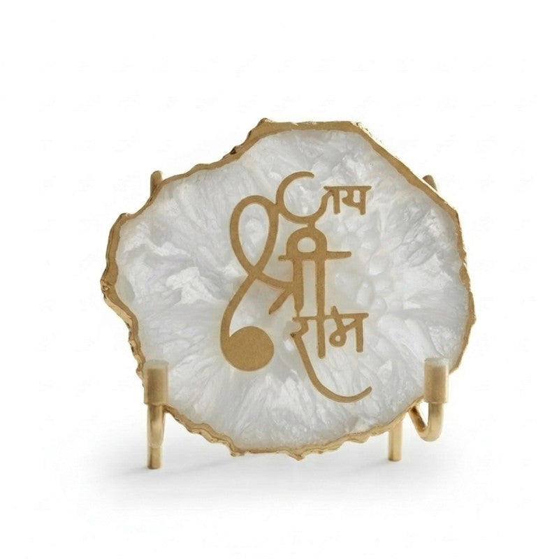 Jai Shri Ram Handcrafted Agate Religious Accent - White media 4