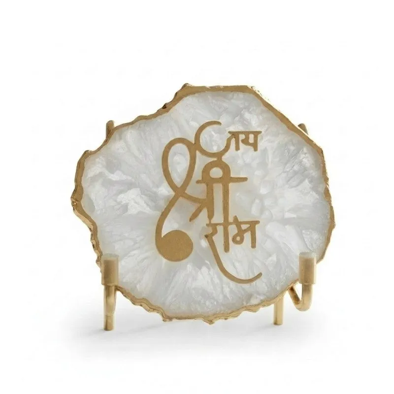 Jai Shri Ram Handcrafted Agate Religious Accent - White media 4