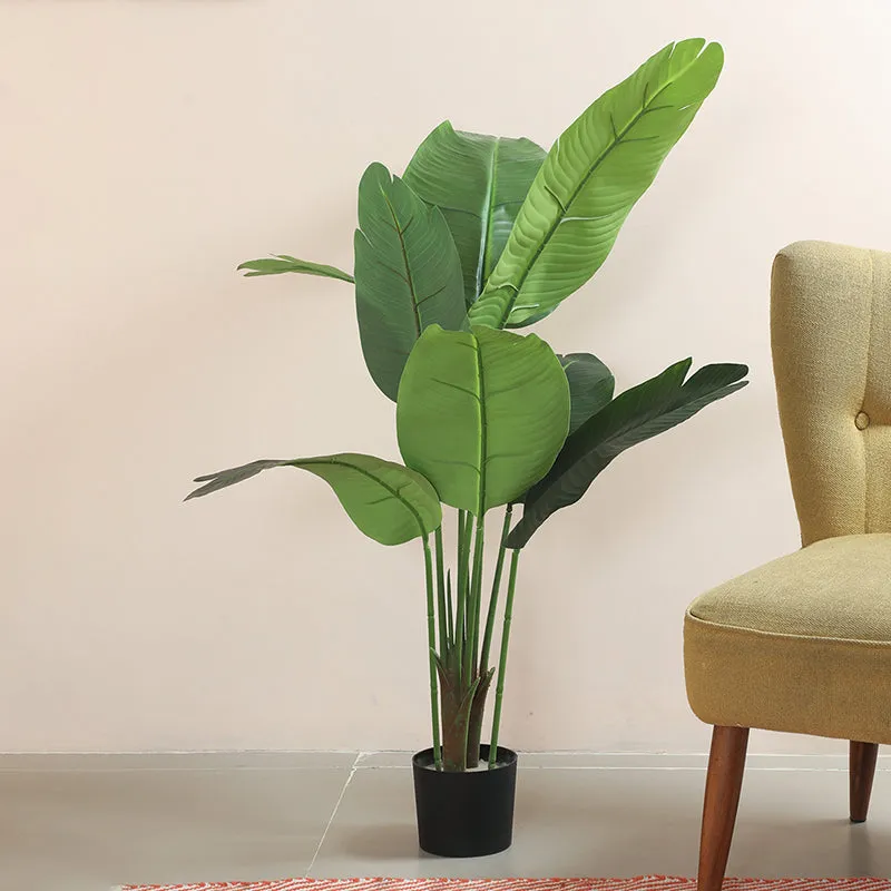 Endora Artificial Banana Plant With Black Plastic Pot - 4 Feet media 3