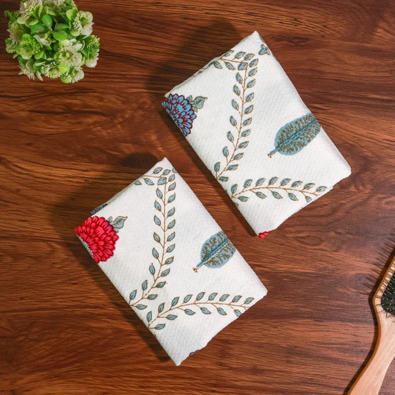 Desert Bloom Cotton Hand Towel (Blue) - Set Of Two media 5