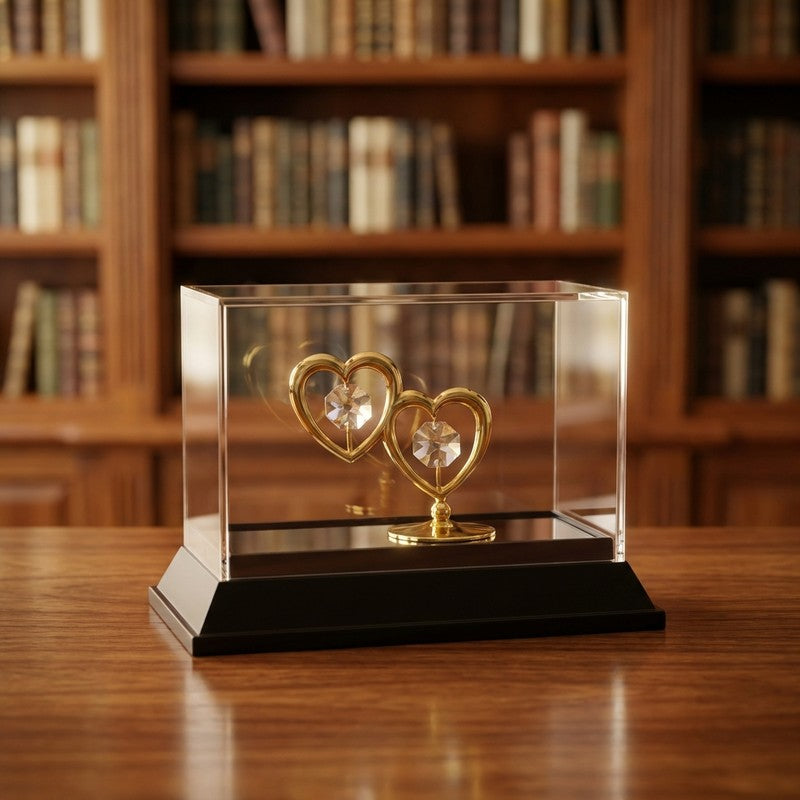 Twin Heart Accen 24K Gold Plated Mild Steel Showpiece