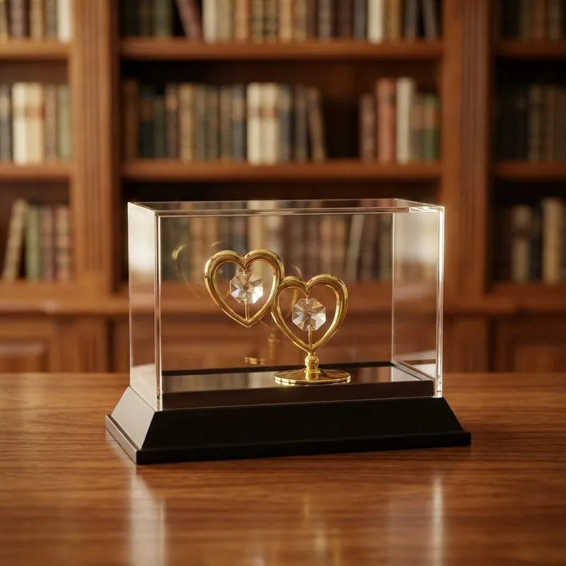 Twin Heart Accen 24K Gold Plated Mild Steel Showpiece media 1