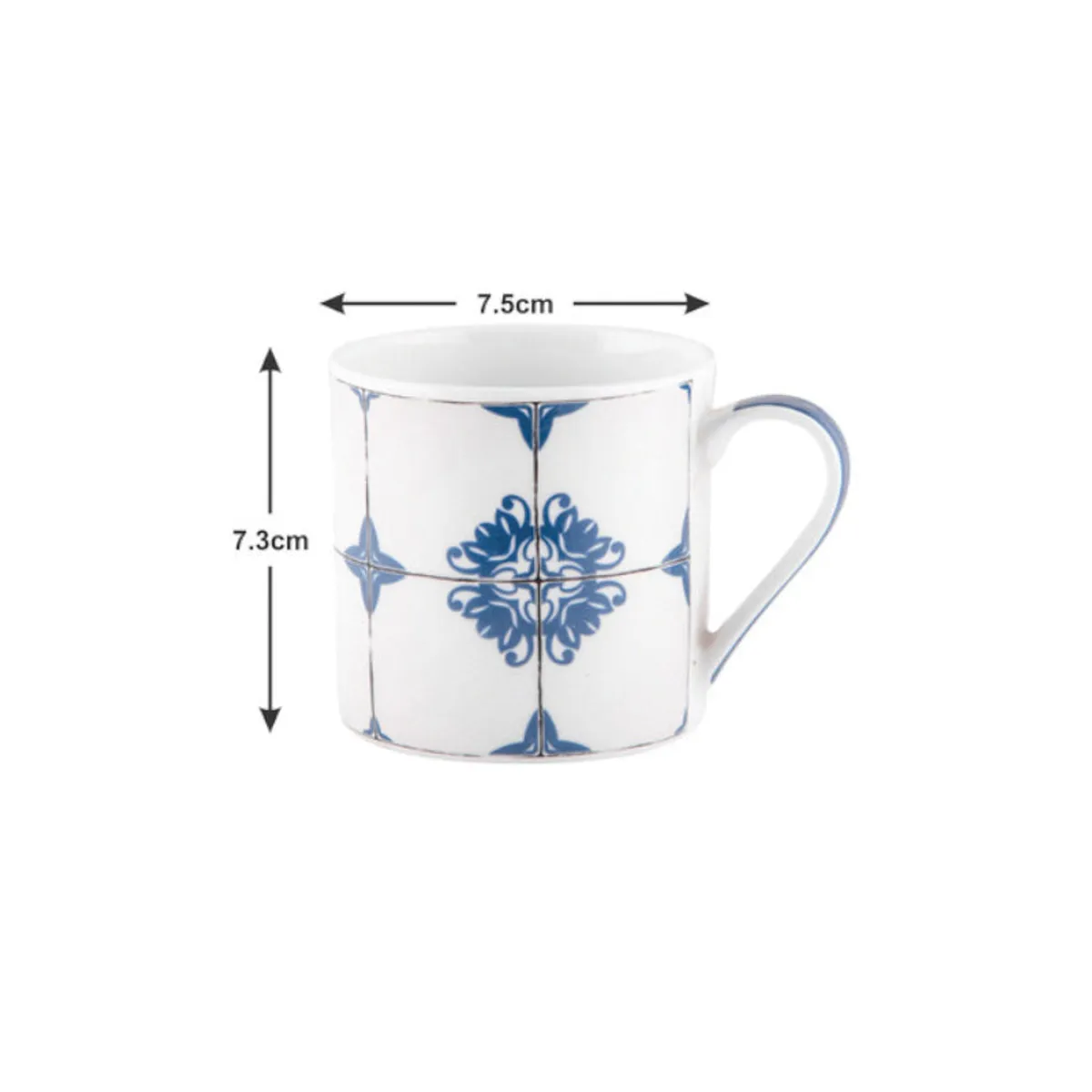 White and blue patterned serving tray with a glossy rectangular finish