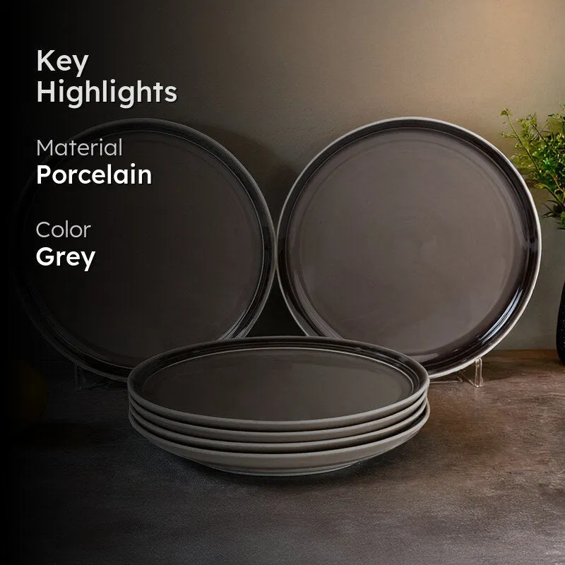 Caspian Porcelain Dinner Plate (Grey) - Set Of Six media 2