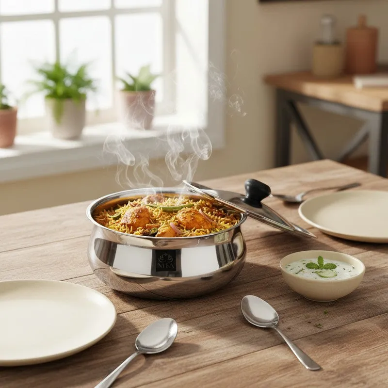Silvara Stainless Steel Handi with Lid - 1500 mL media 1
