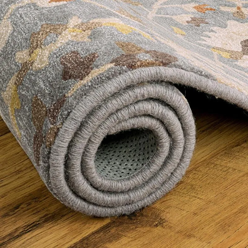 Erinyes Hand Tufted Ethnic Wool & Nylon Carpet - Grey media 4