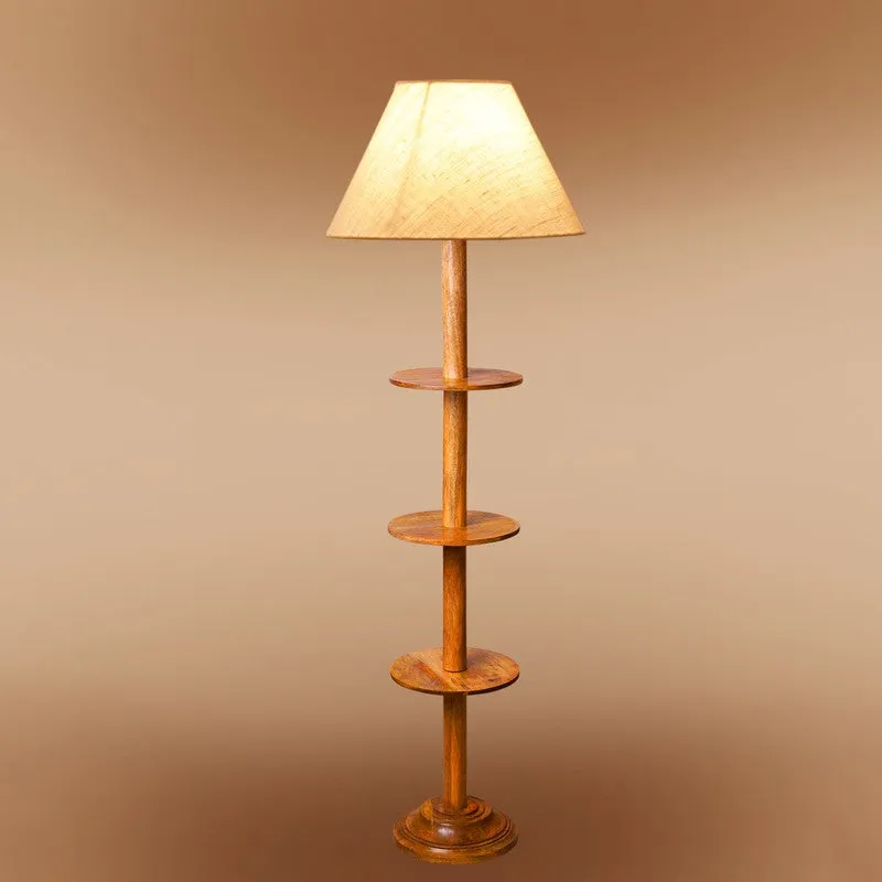 Vintage Glow Light Wooden Floor Lamp - White media 6
