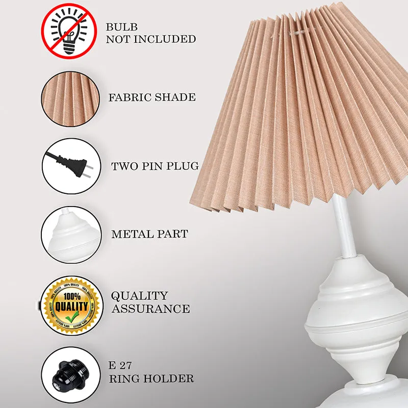French Pleat Orbin Metal Table Lamp - Beige,White media 4