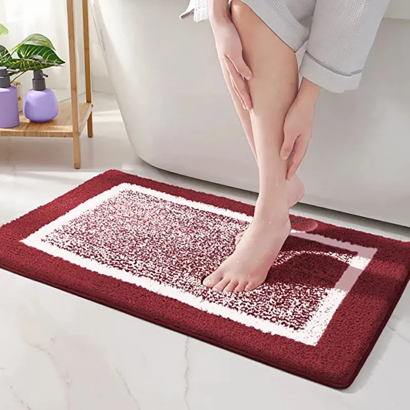 Luxe Anti Skid Bath Mat (Maroon) - Set Of Four media 3