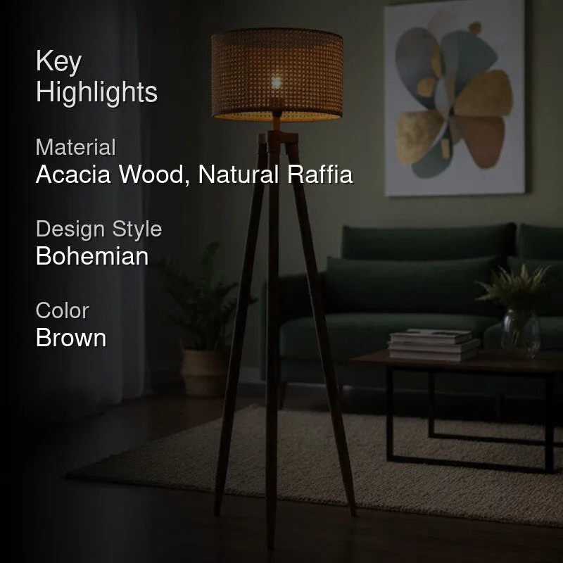 Tripod Glow Acacia Wood Floor Lamp media 2