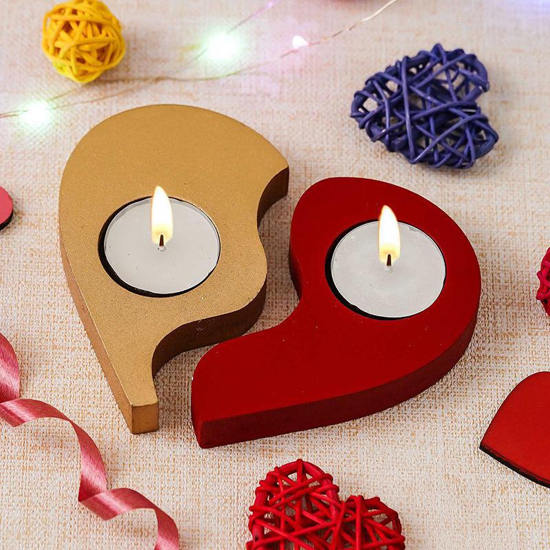 Yin Yang Heart Wood Tea Light Holder - Set Of Ten media 3
