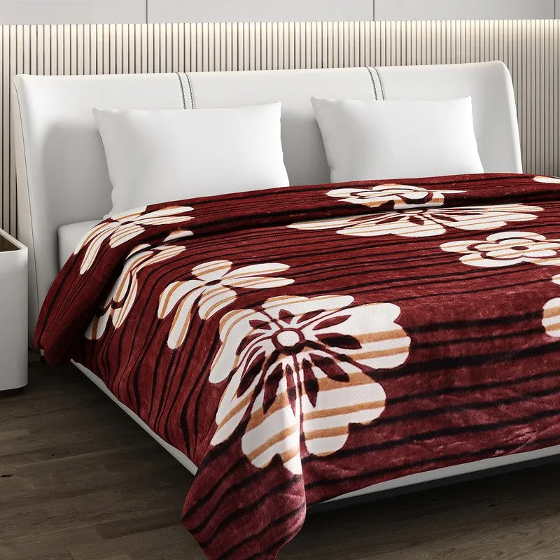 Monte Carlo Crimson Blossom Blanket (Brown) - 550 GSM media 4