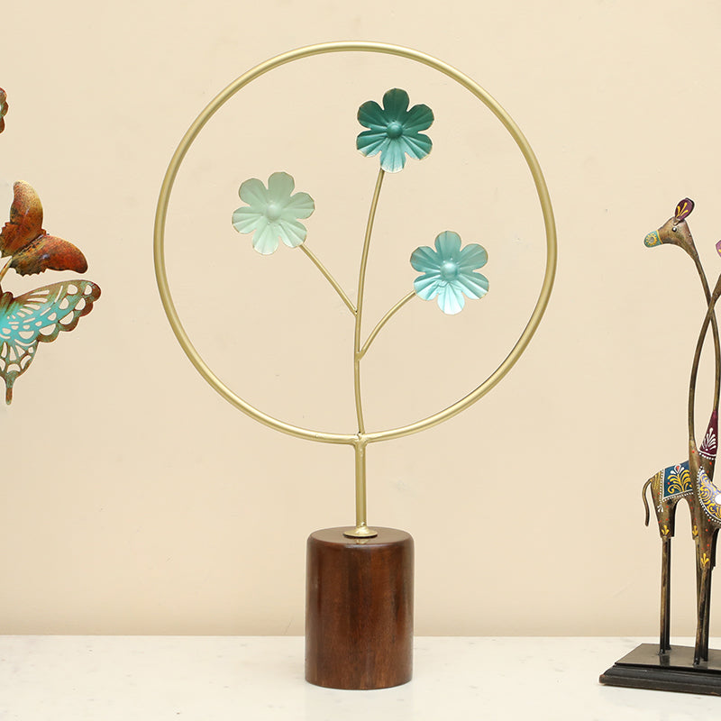 Floral Alchemy Metal & Wood Showpiece