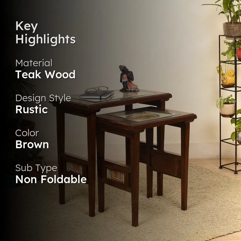 Mimo II Teak Wood Nesting Stools - Set of Two media 2