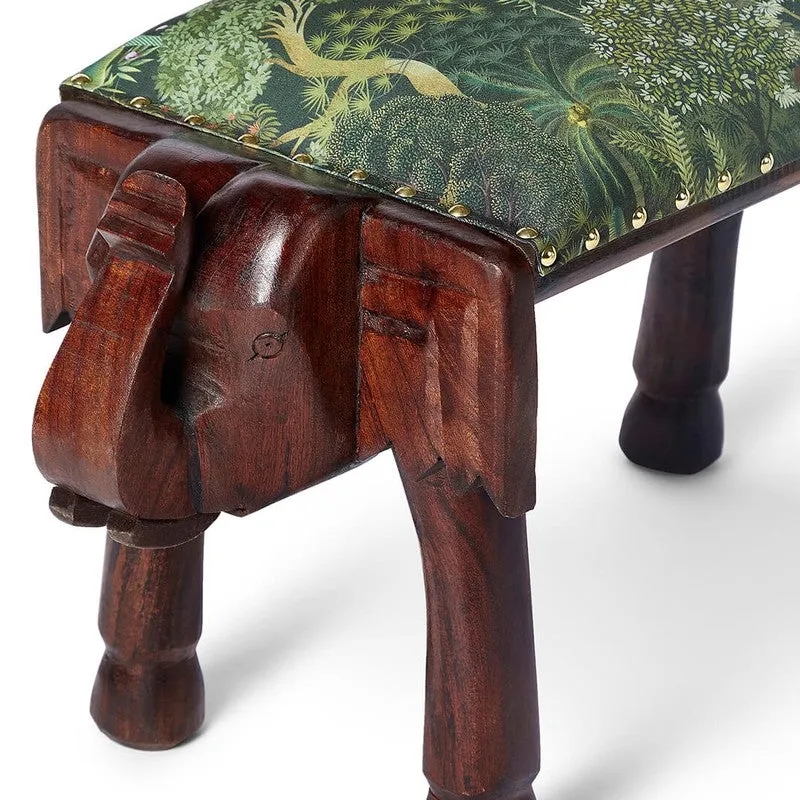 India Circus Acacia Wood Grace Elephant Pouffe media 6