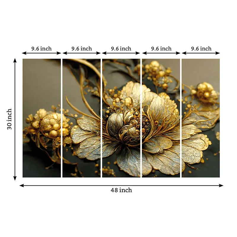 Elegant Gold Canvas Wall Art - Set Of Five media 8