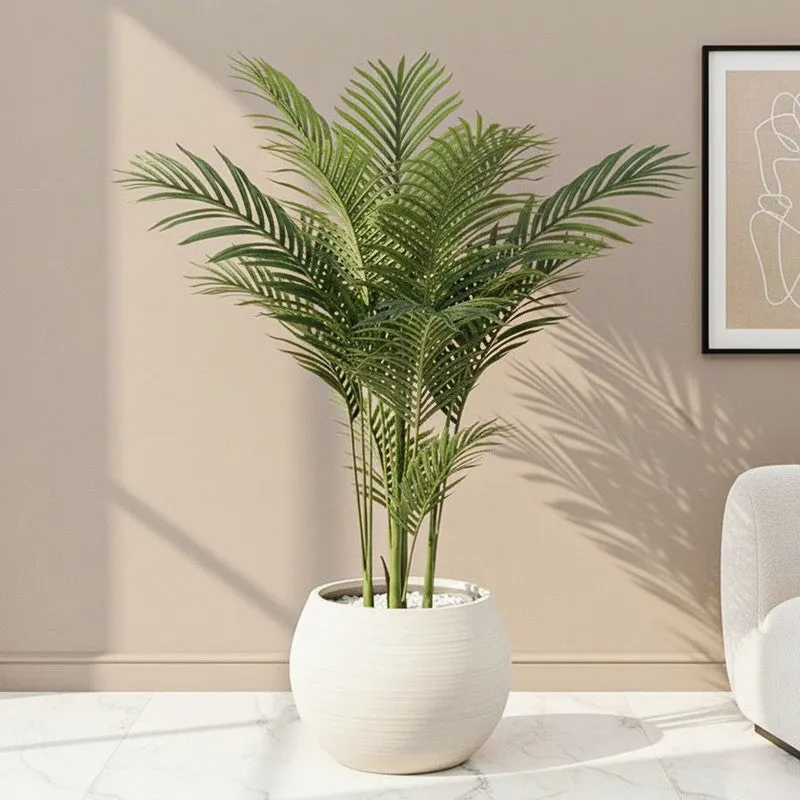 Palmora Artificial Areca Palm Plant With Black Plastic Pot - 3.9 ft media 1