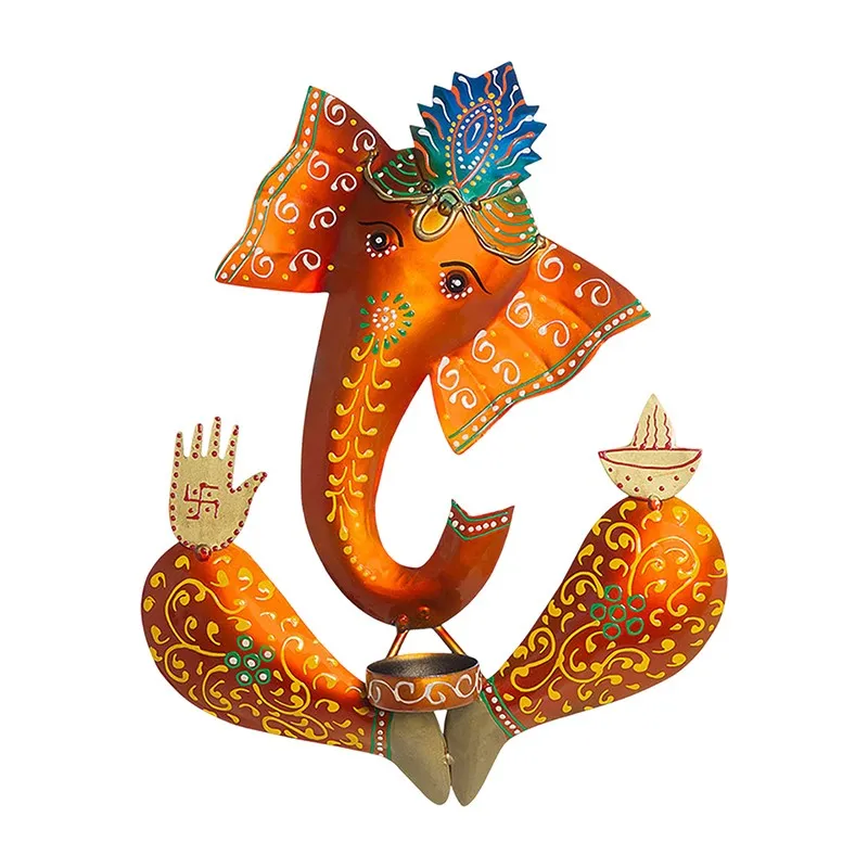 Ganesha Handcrafted Wall tealight candle Holder media 2