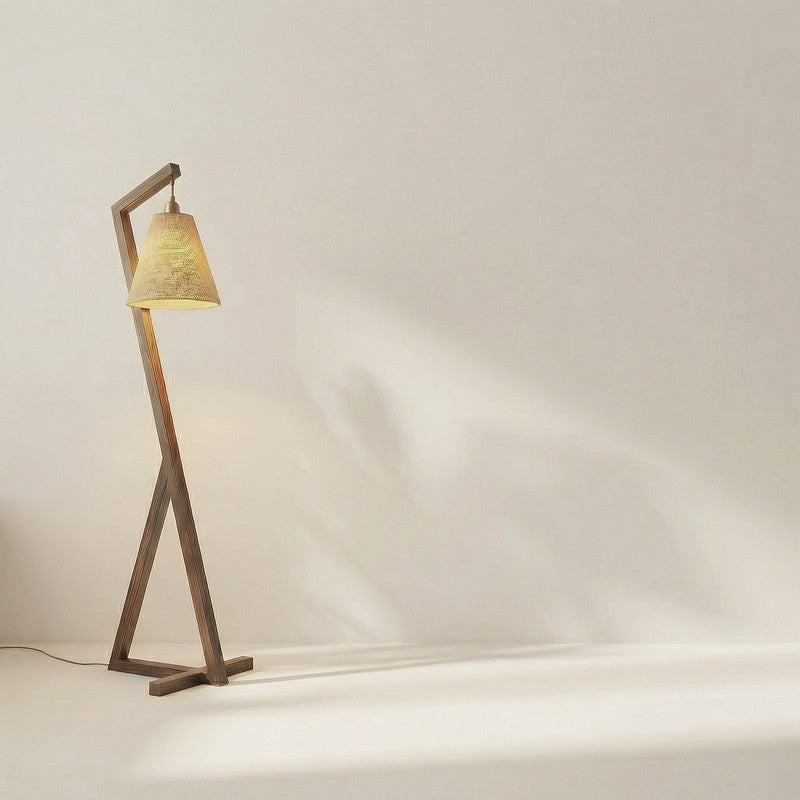 Glacienne Wooden Floor Lamp With Fabric Shade media 8