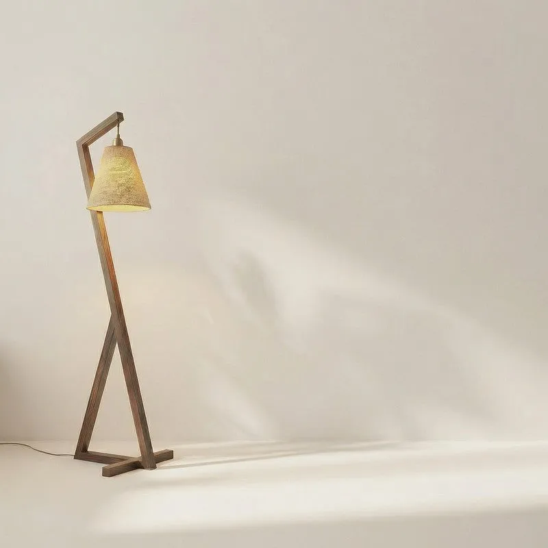 Glacienne Wooden Floor Lamp With Fabric Shade media 8