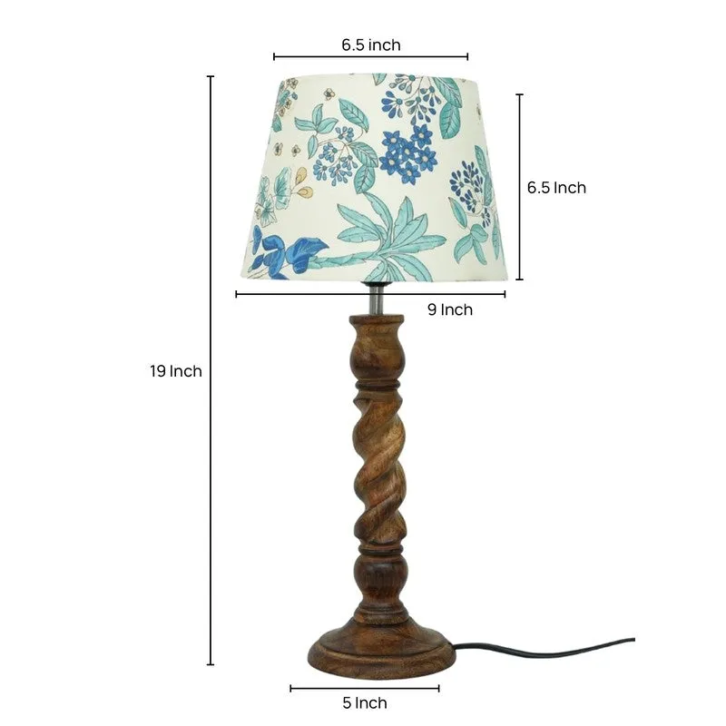 Blossom Wooden Base Cotton Table Lamp - Multicolor media 5