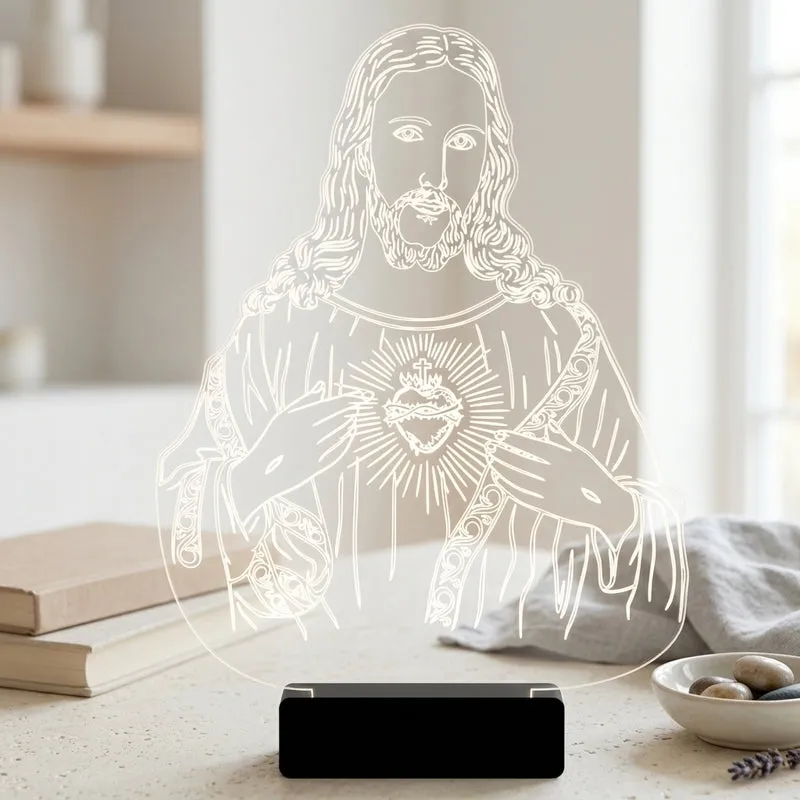 Almighty Jesus Acrylic Table Lamp - Transparent media 4