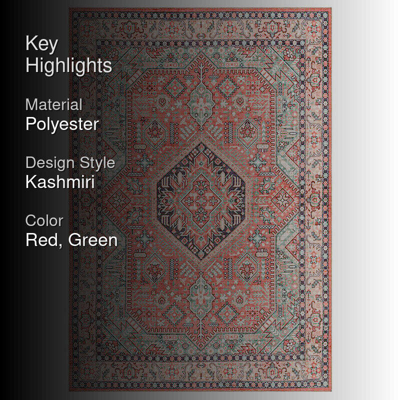 Noah Ethnic Polyester Carpet - Red media 2