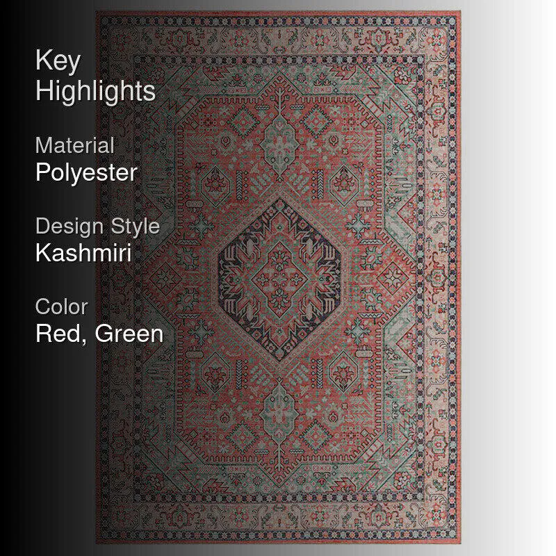 Noah Ethnic Polyester Carpet - Red media 2