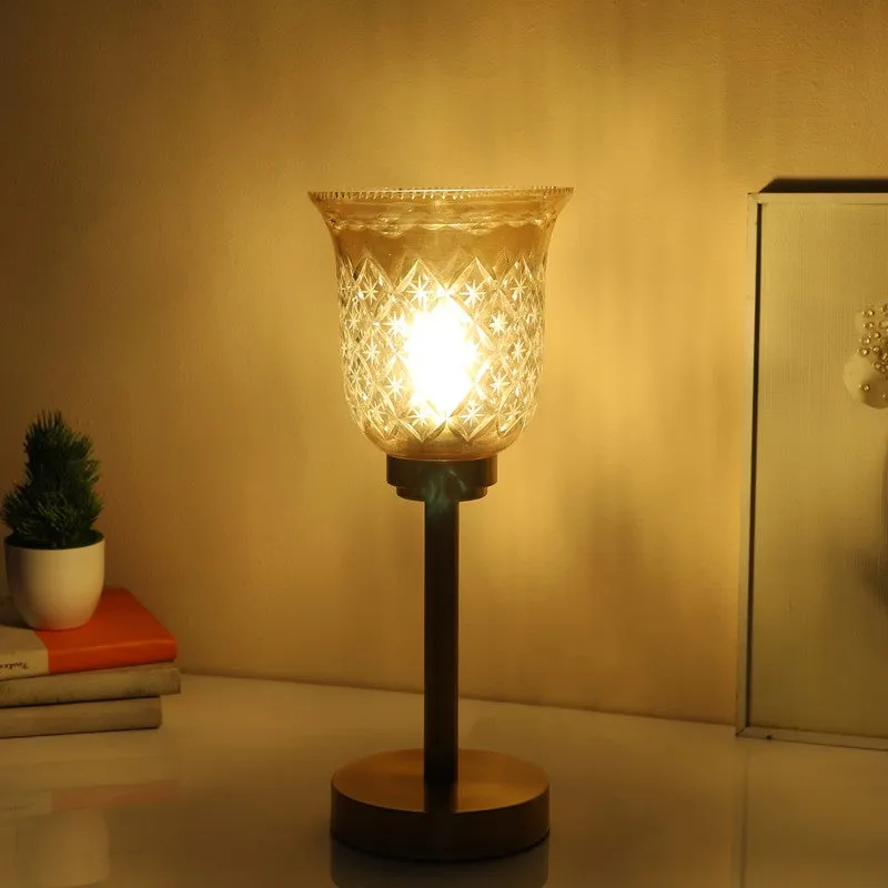 Elyra Elegant Mild Steel Table Lamp - Gold,Transparent media 3