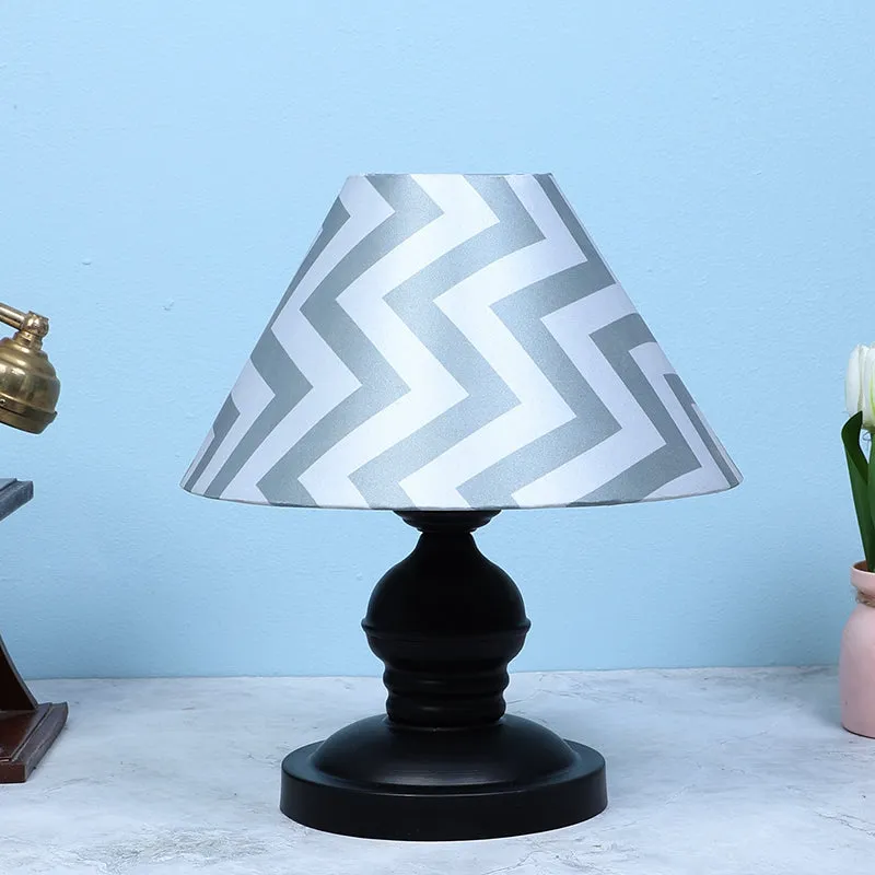 Chevron Light Prima Printed Mango Wood Table Lamp - Grey,White,Black media 2