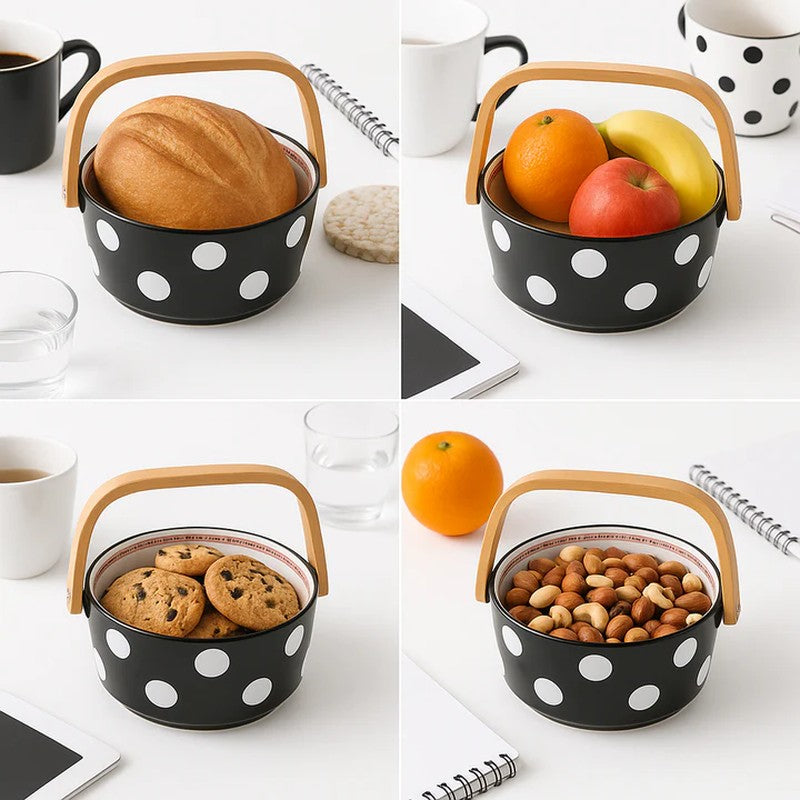 DotCraft Ceramic Serving Bowl - Black & White media 6