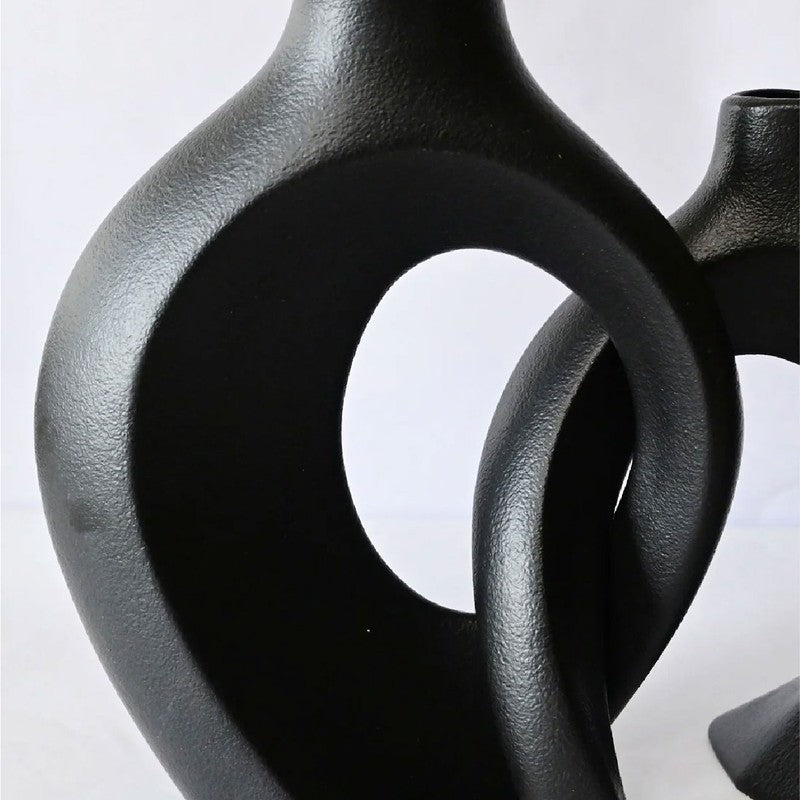 Harmony Loop Sculptural Ceramic Vase Set (Black) - Set Of Two media 5