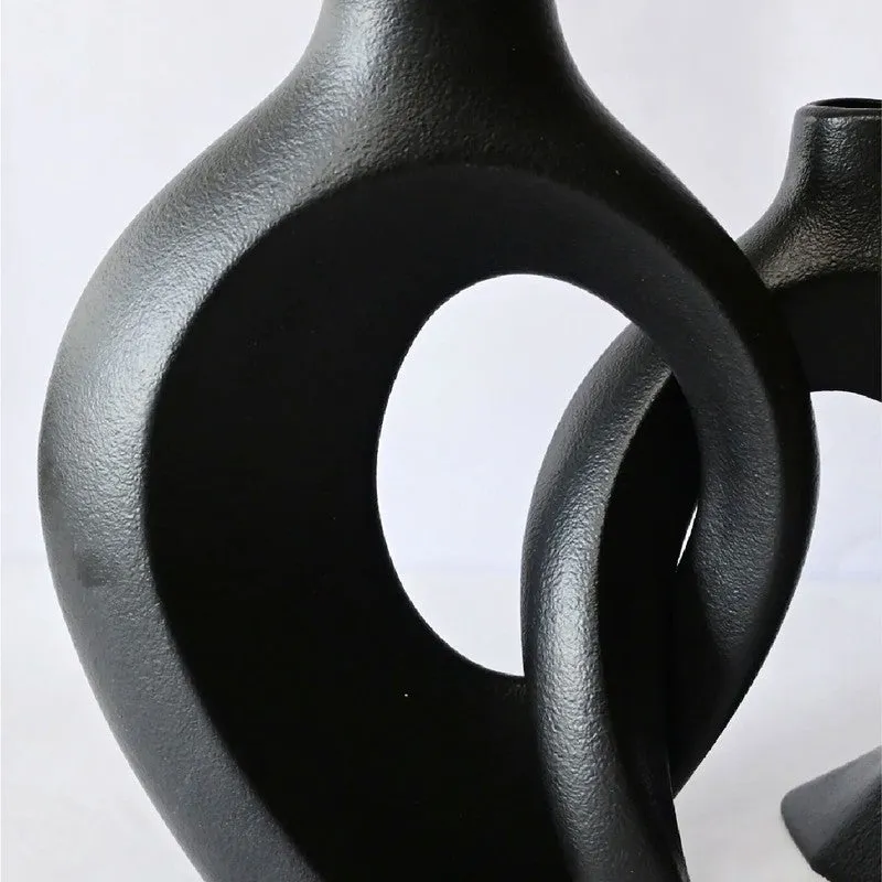 Harmony Loop Sculptural Ceramic Vase Set (Black) - Set Of Two media 5