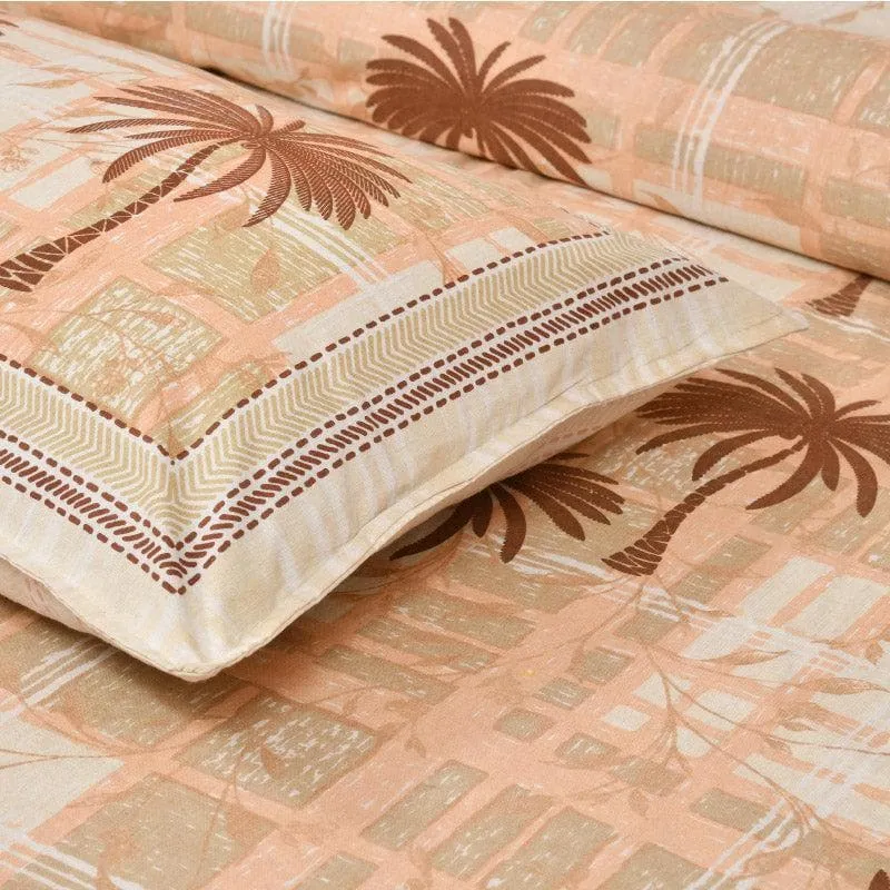 Coco Tree Checkers Cotton Bedsheet (Peach) - 160 TC media 6
