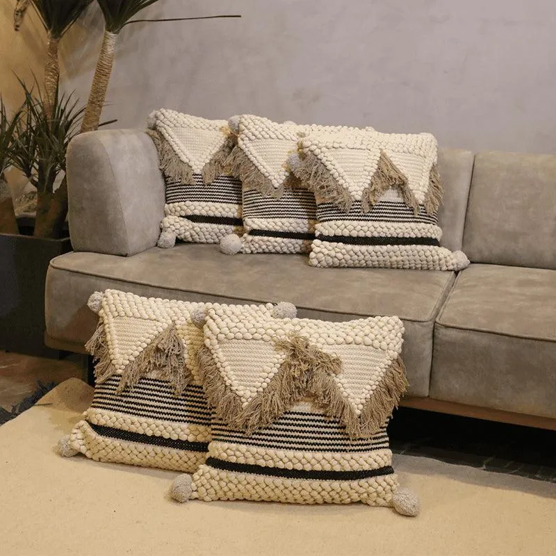Wild Weave Tufted Cotton Cushion Cover - Set Of Five media 1