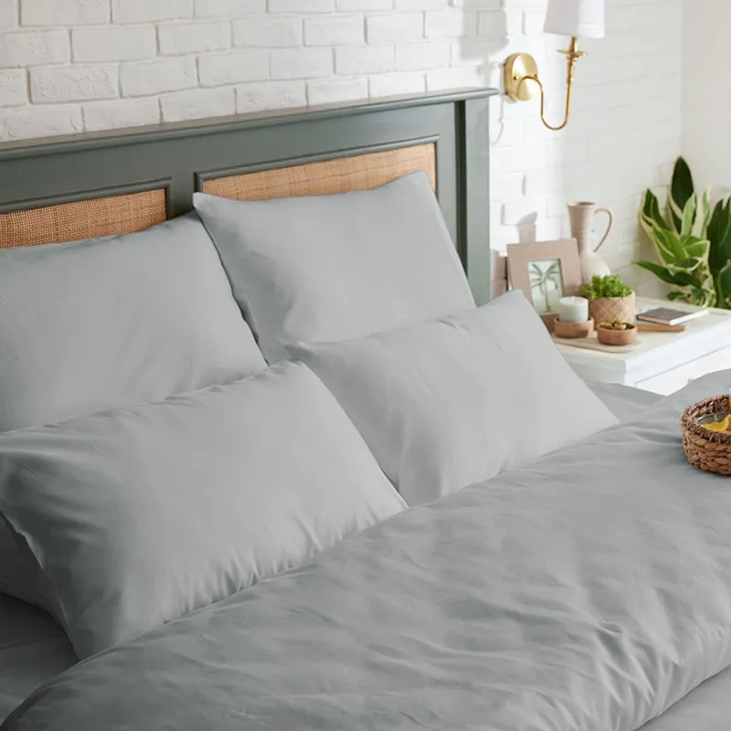 Maison Fitted Solid Cotton Bedsheet (Light Grey) - 400 TC - 12