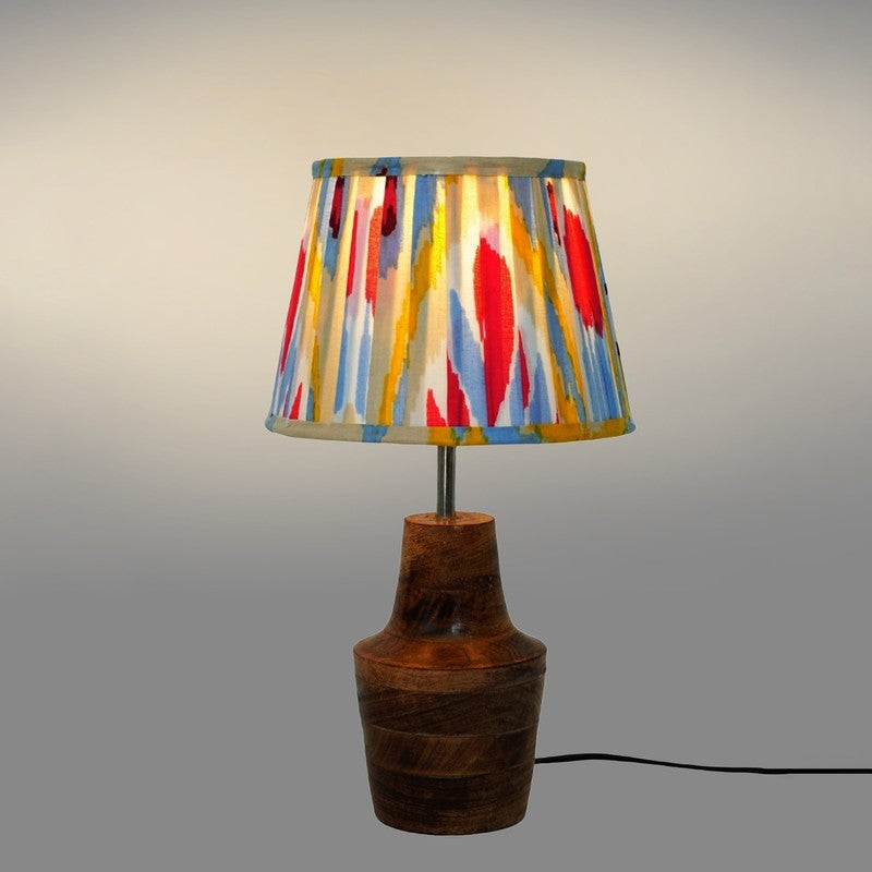 Arcadian Bloom Wooden Base Cotton Table Lamp - Multicolor media 4