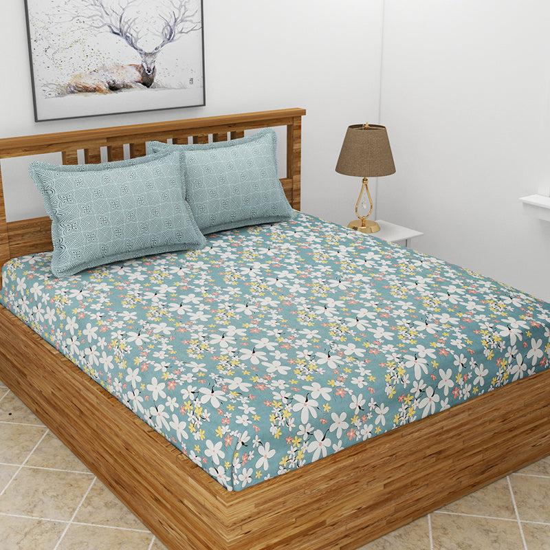 Sorrel Floral Microfiber Bedsheet (Blue Grey) - 130 GSM media 3