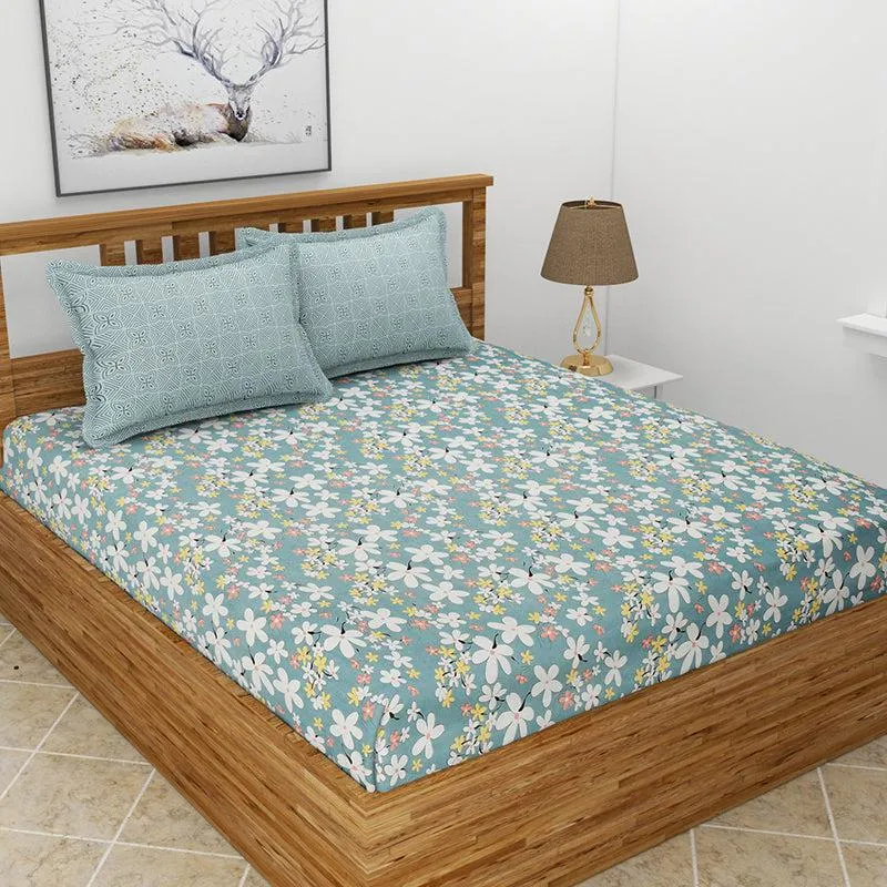 Sorrel Floral Microfiber Bedsheet (Blue Grey) - 130 GSM media 3