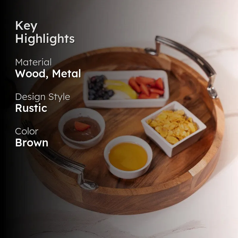 ArtisanTouch Wood Serving Tray - Brown media 2