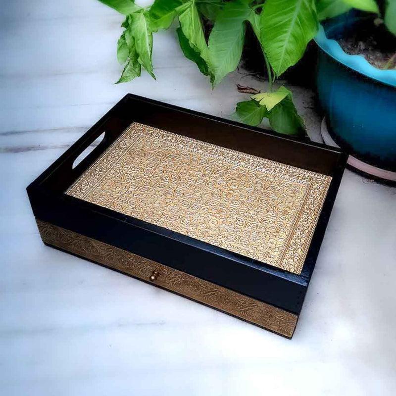 Duvara Brass Tray With Drawers