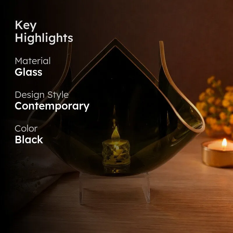 Noire Bloom Black & Gold Tulip Glass Candle Holder media 2