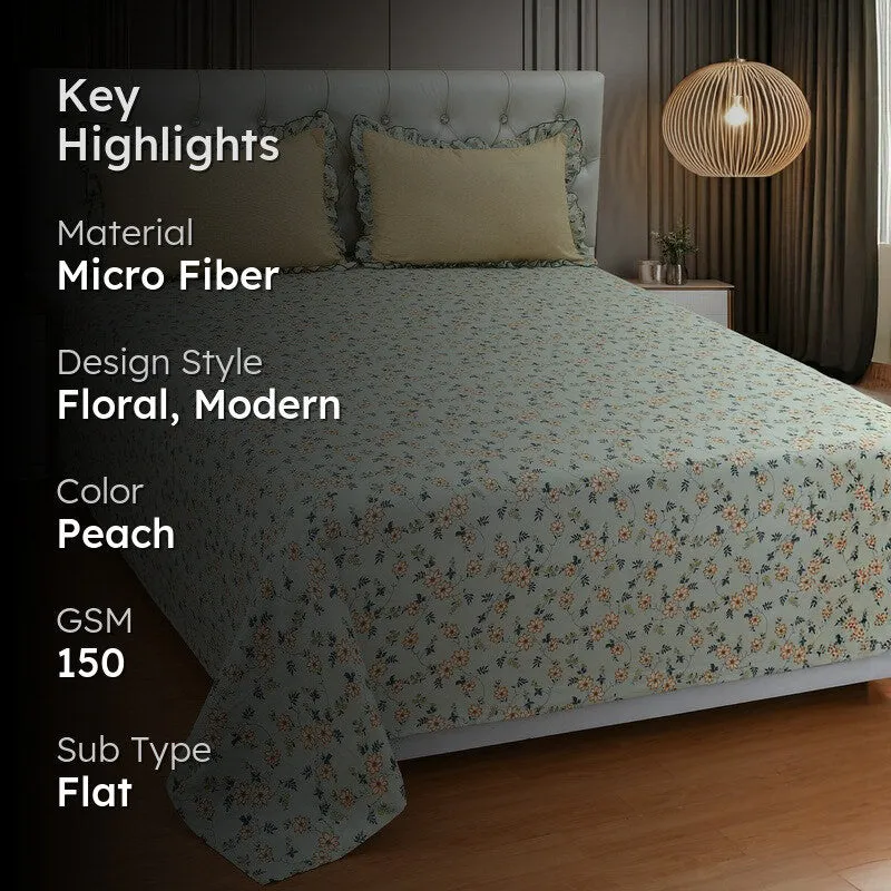 Floral Whirl Frill Micro Fiber Bedsheet - 150 GSM media 2