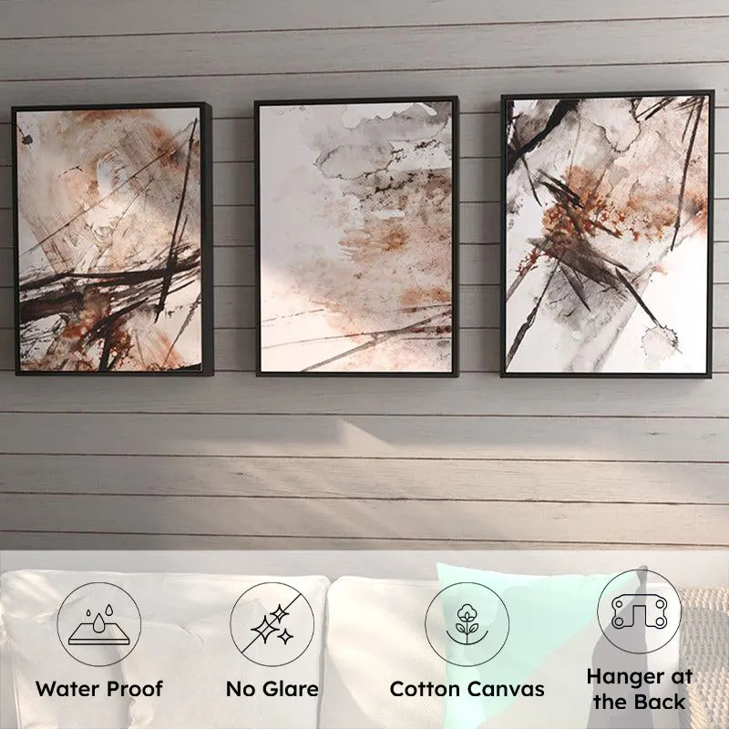 Glima Splash Wall Painting (Brown) - Set Of Three media 5
