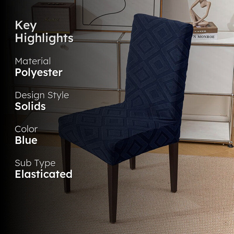 Diamante Jacquard Chair Cover - Navy Blue media 2