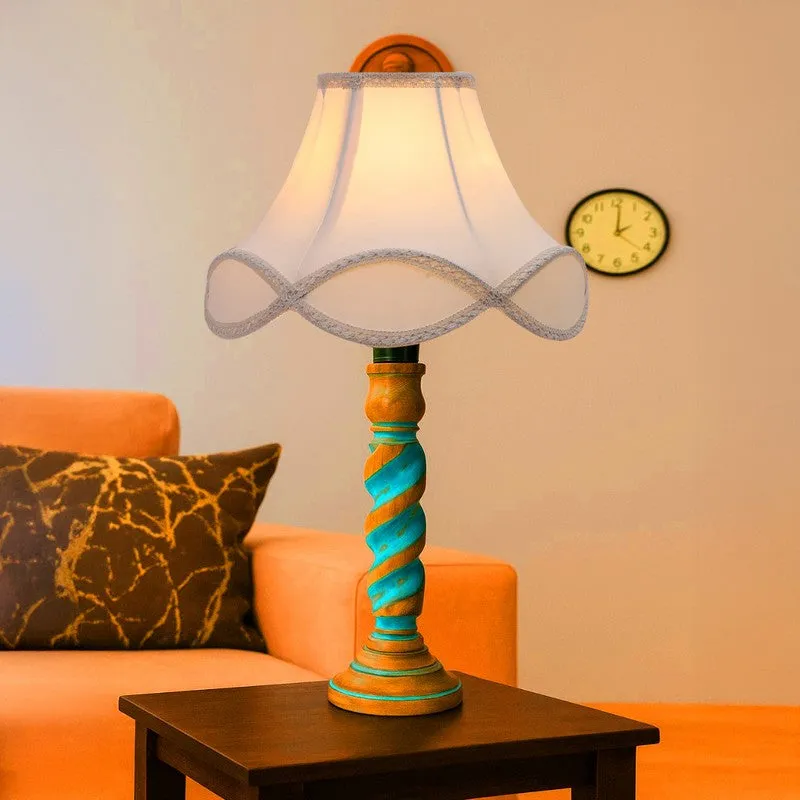 Elara Oria Wooden Table Lamp - OffWhite media 3