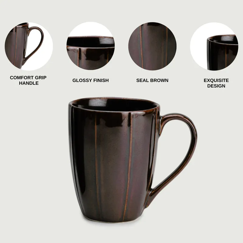 Ciro Porcelain Coffee Mug (300 mL Each/Brown) - Set of Two media 7