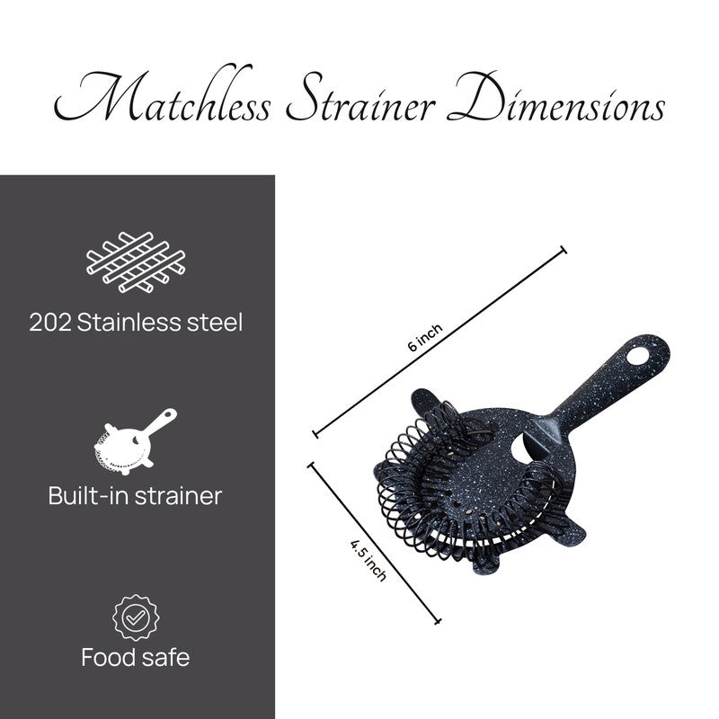 Sable Mesh Stainless Steel Cocktail Strainer - Black media 6