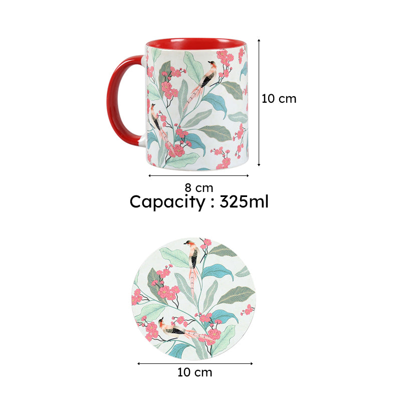 India Circus Foliage Ceramic Mug With Coaster (325 mL Each) - Four Piece Set media 7