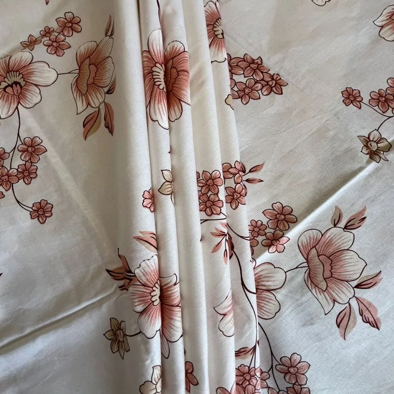 Gentle Petals Cotton Bedsheets (Peach) - 400 TC media 5